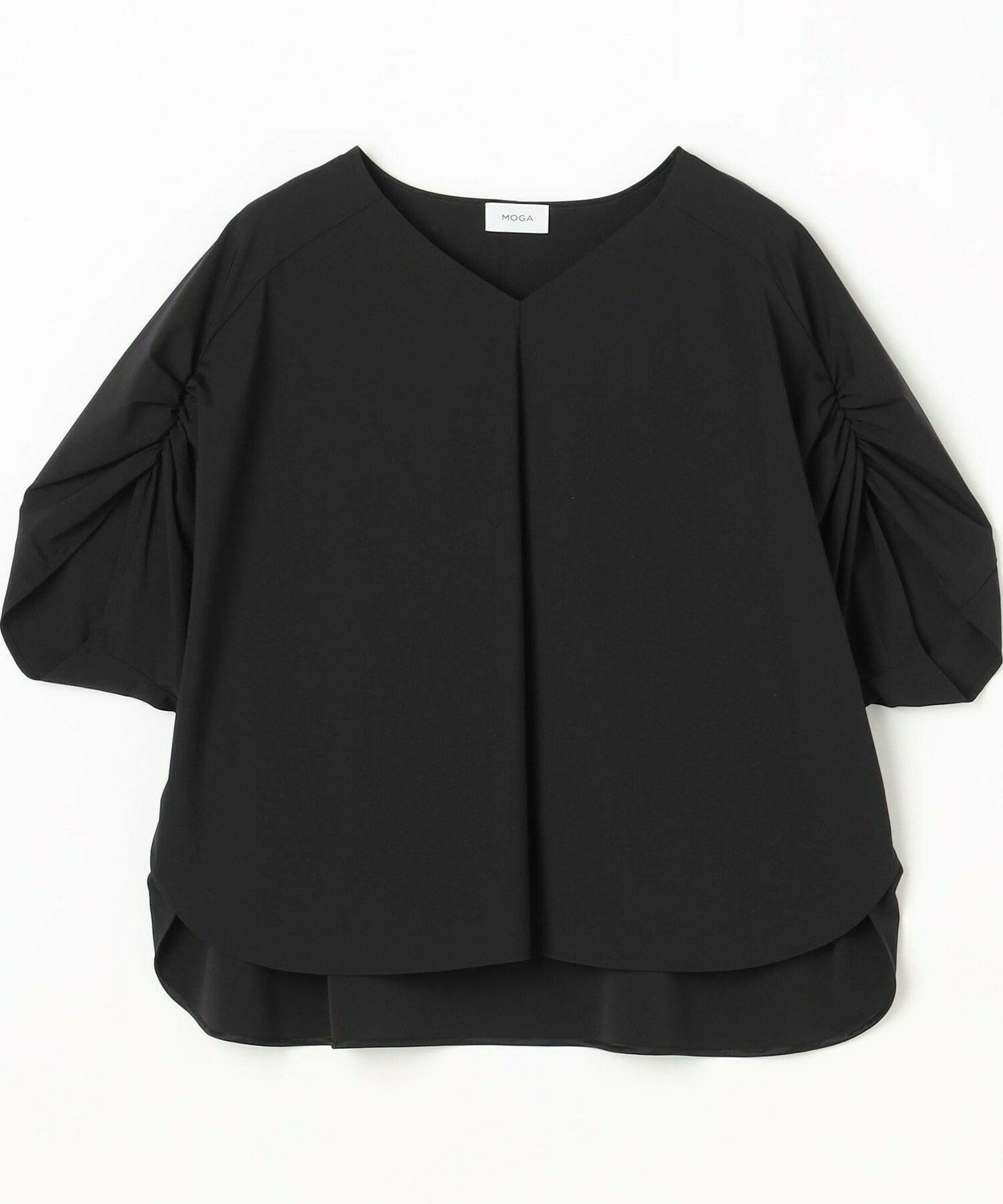 【MOGA】【Lサイズ】クールトリコットVネックドルマンスリーブトップス 詳細画像 ブラック 1