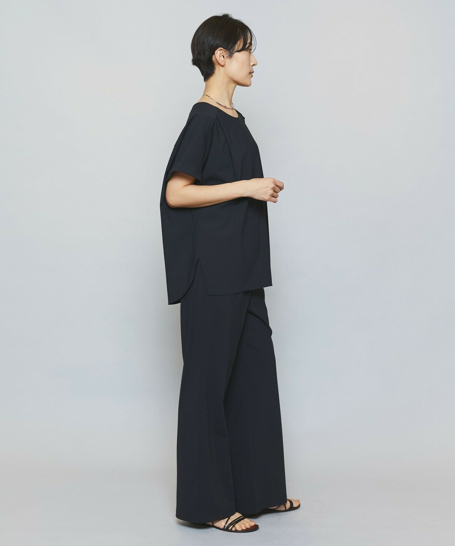 【MOGA】【Lサイズ】クールトリコットクルーネックトップス 詳細画像 ブラック 14