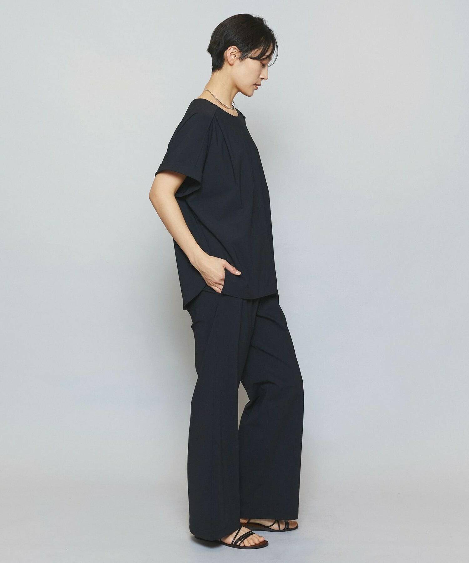 【MOGA】【Lサイズ】クールトリコットクルーネックトップス 詳細画像 ブラック 15