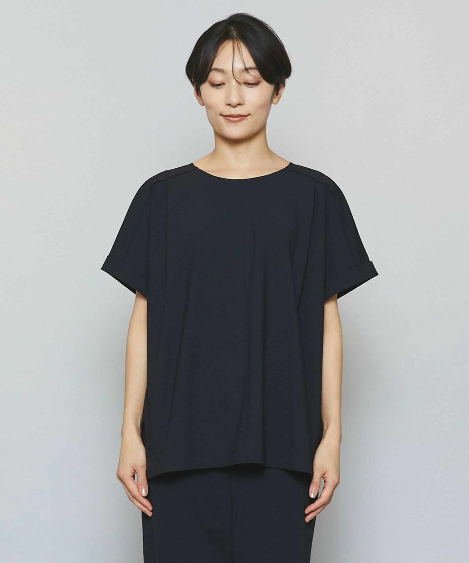 【MOGA】【Lサイズ】クールトリコットクルーネックトップス 詳細画像 ブラック 16