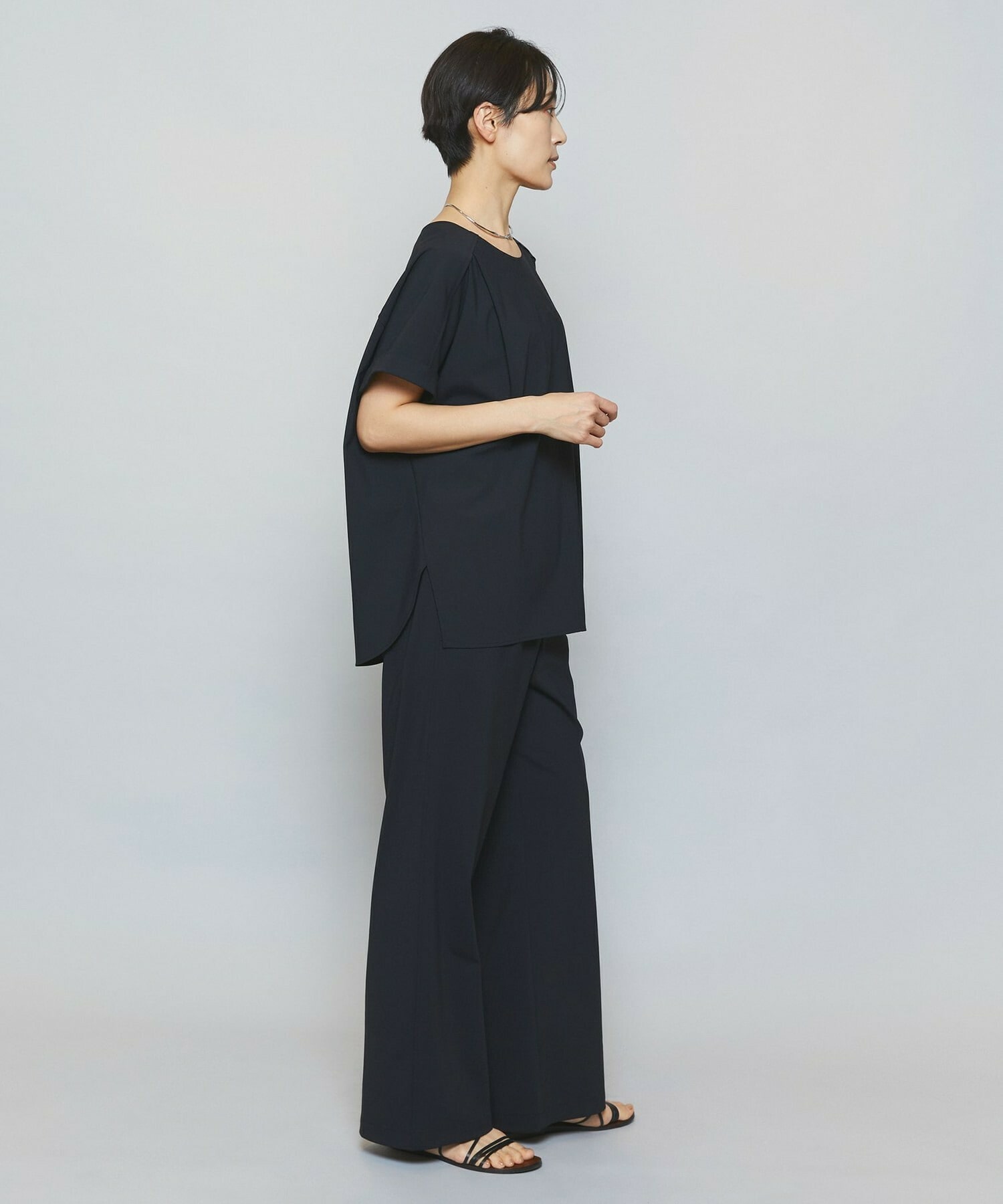 【MOGA】【Lサイズ】クールトリコットストレートパンツ 詳細画像 ブラック 12