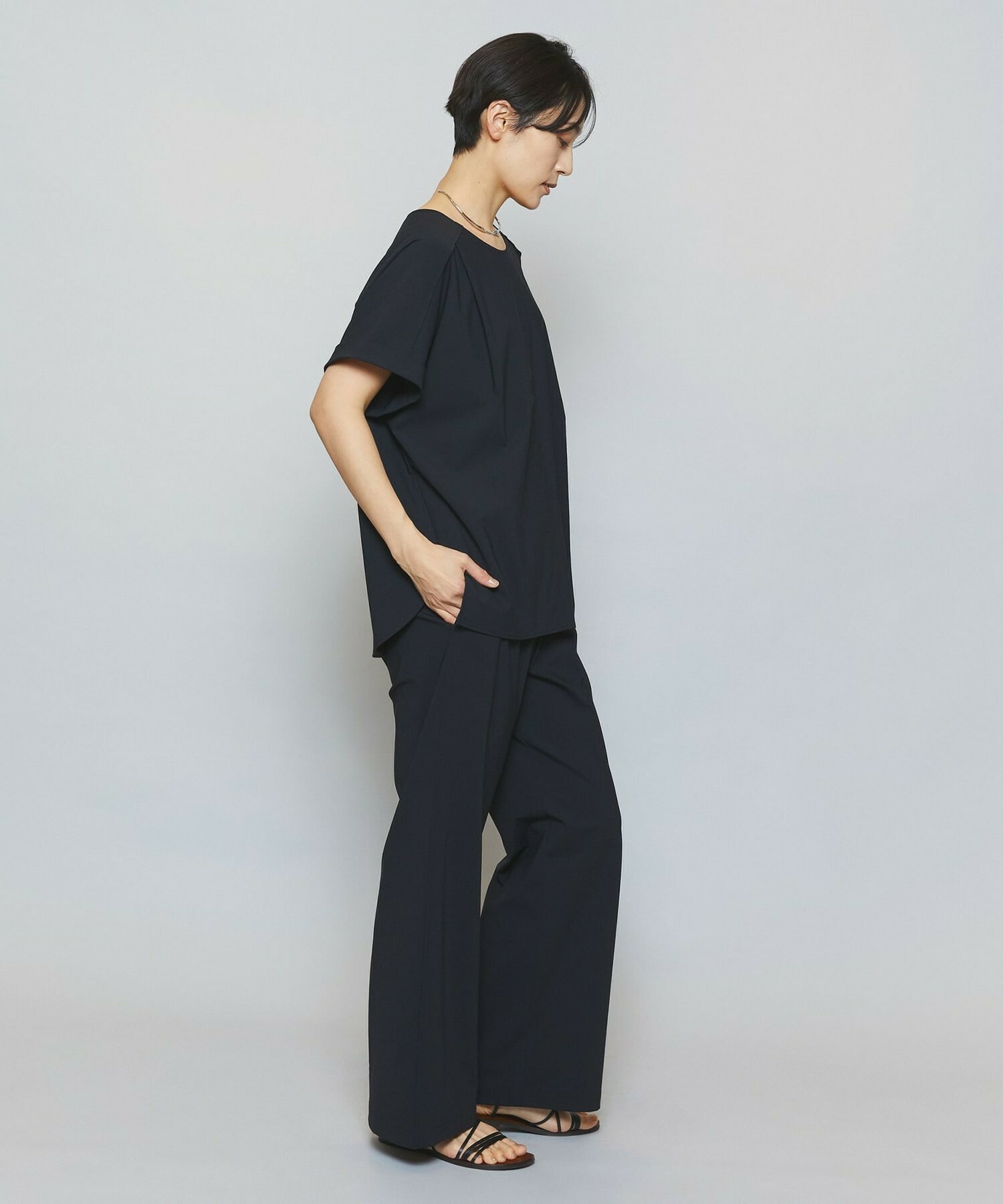 【MOGA】【Lサイズ】クールトリコットストレートパンツ 詳細画像 ブラック 13