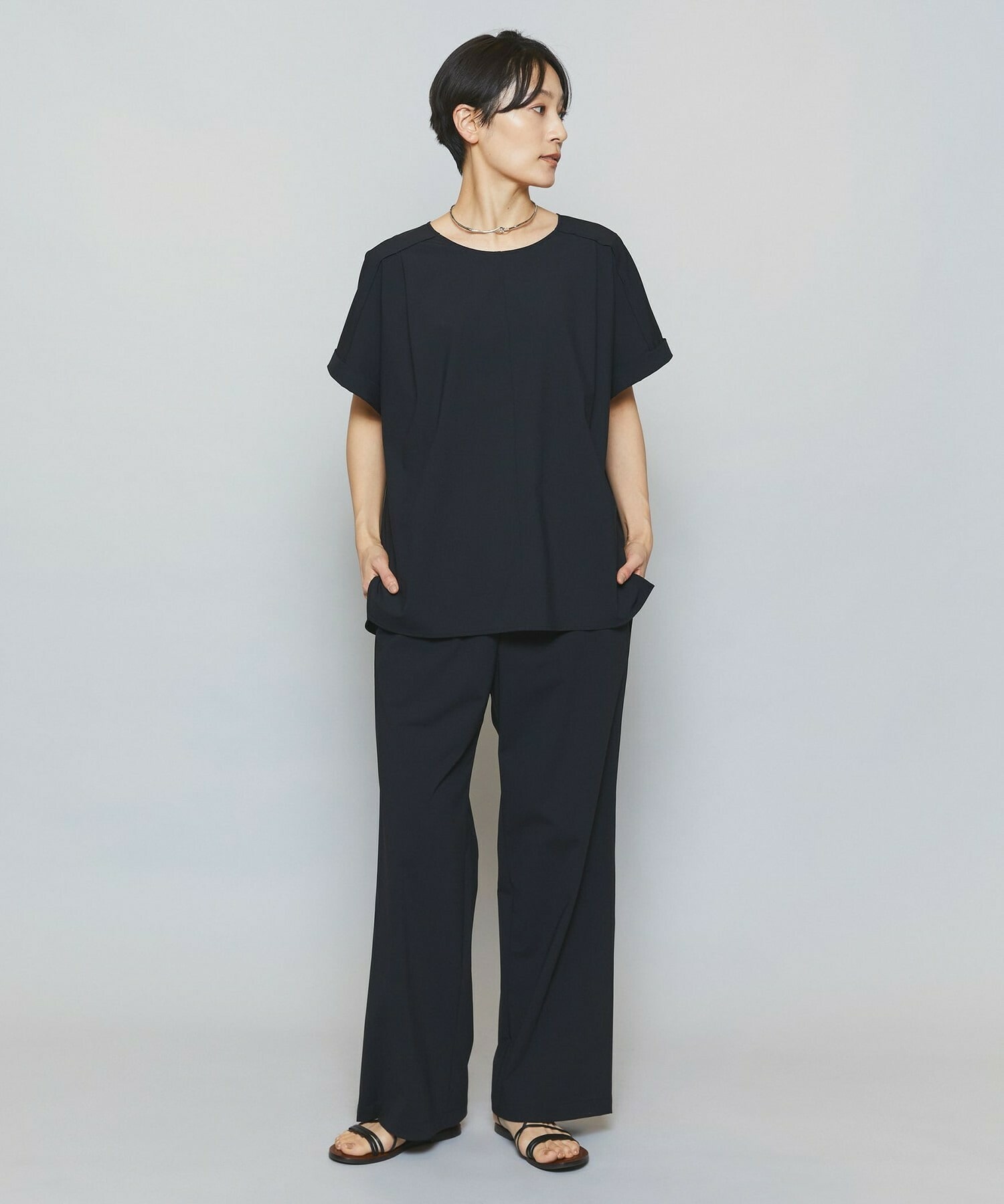 【MOGA】【Lサイズ】クールトリコットストレートパンツ 詳細画像 ブラック 14