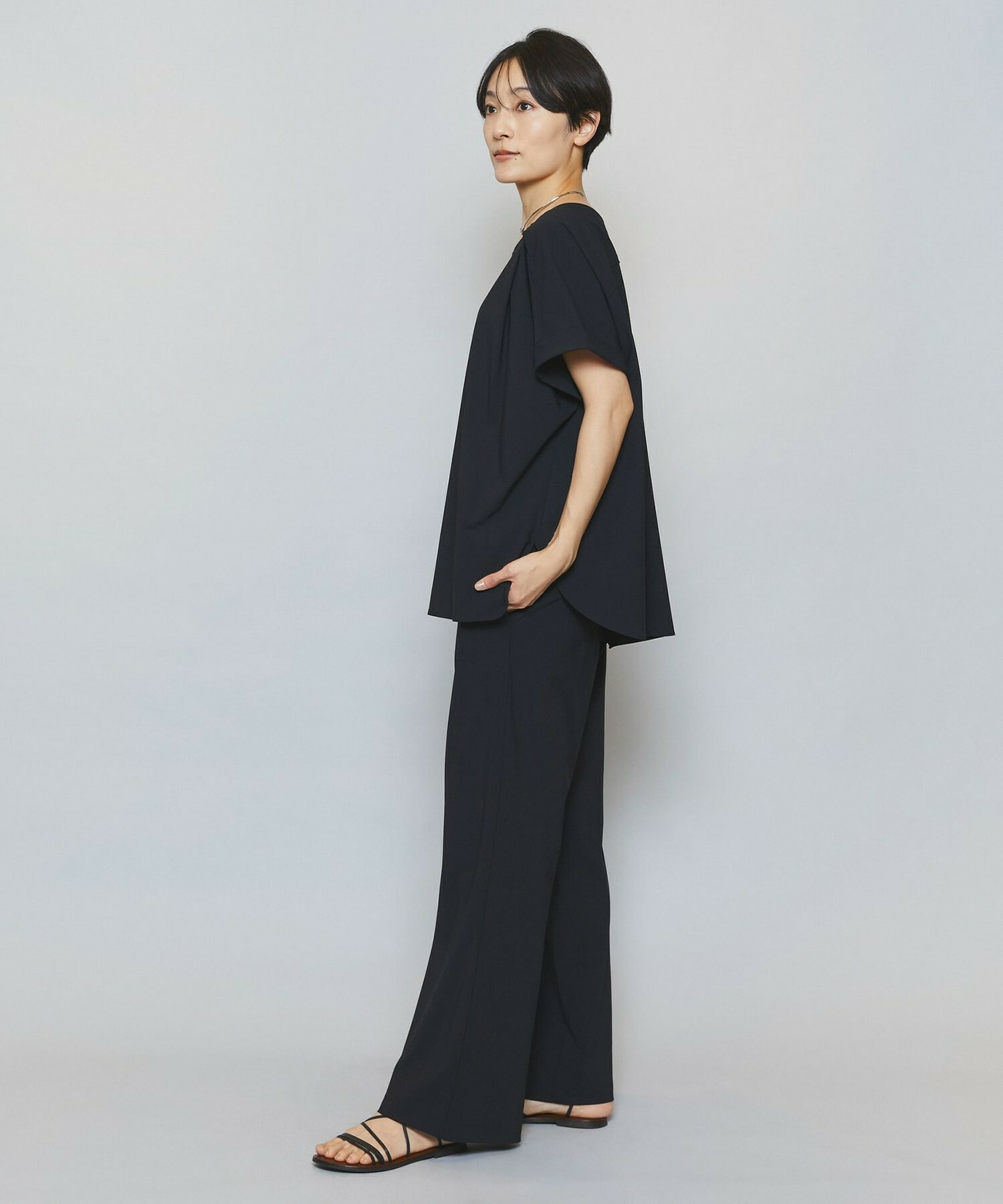 【MOGA】【Lサイズ】クールトリコットストレートパンツ 詳細画像 ブラック 6