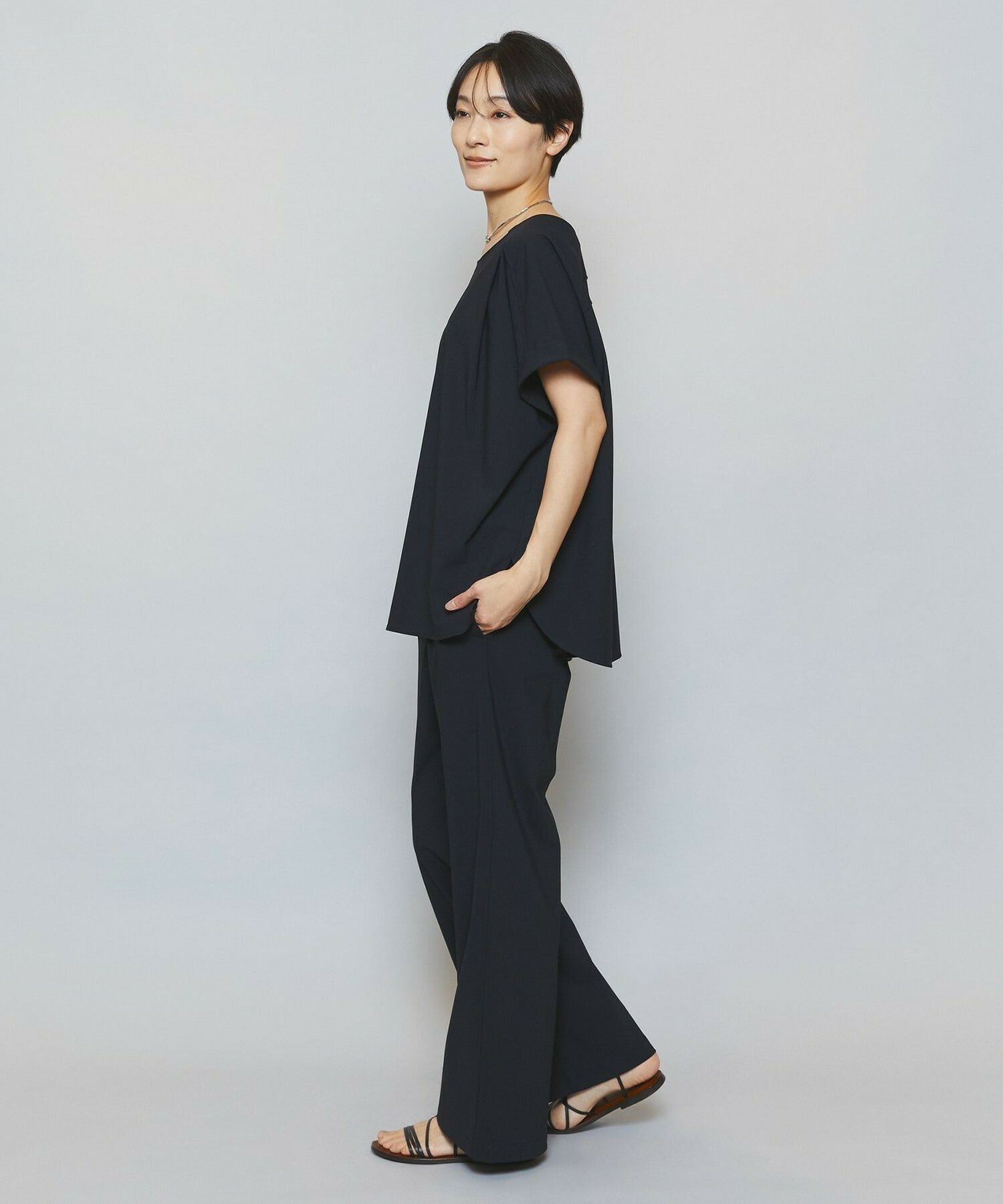 【MOGA】【Lサイズ】クールトリコットストレートパンツ 詳細画像 ブラック 7