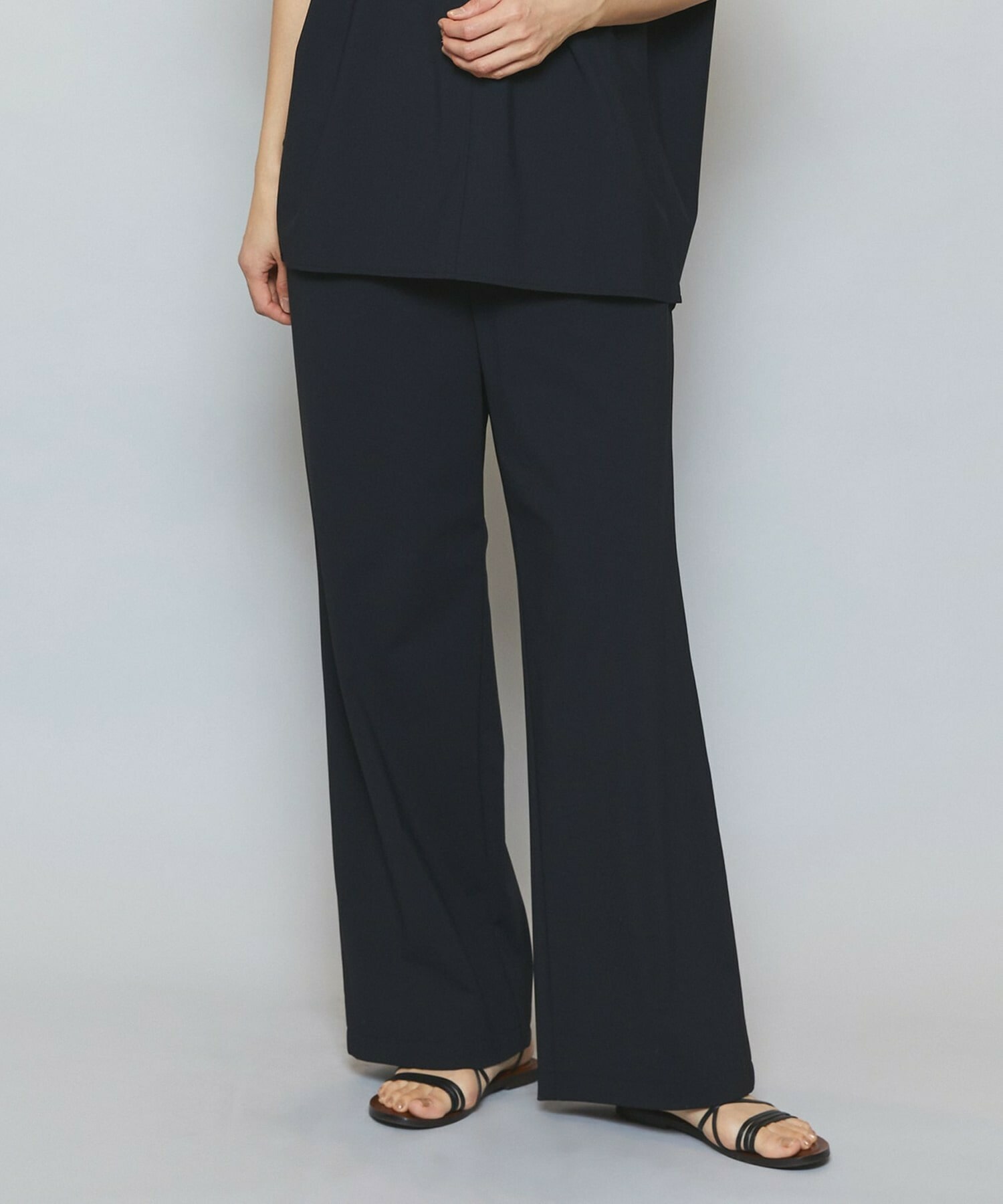 【MOGA】【Lサイズ】クールトリコットストレートパンツ 詳細画像 ブラック 2