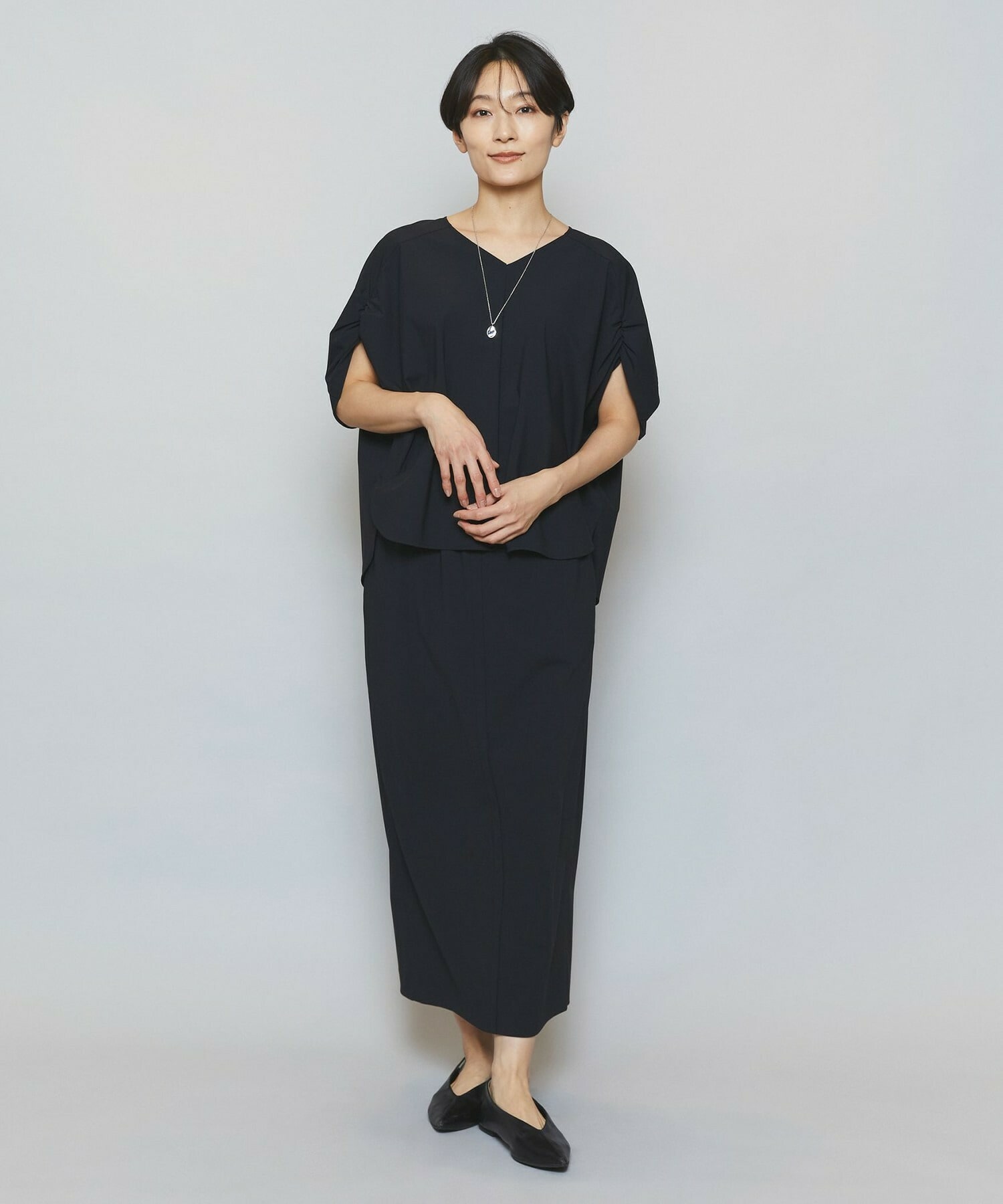 【MOGA】【Lサイズ】クールトリコットIラインタイトスカート 詳細画像 ブラック 1