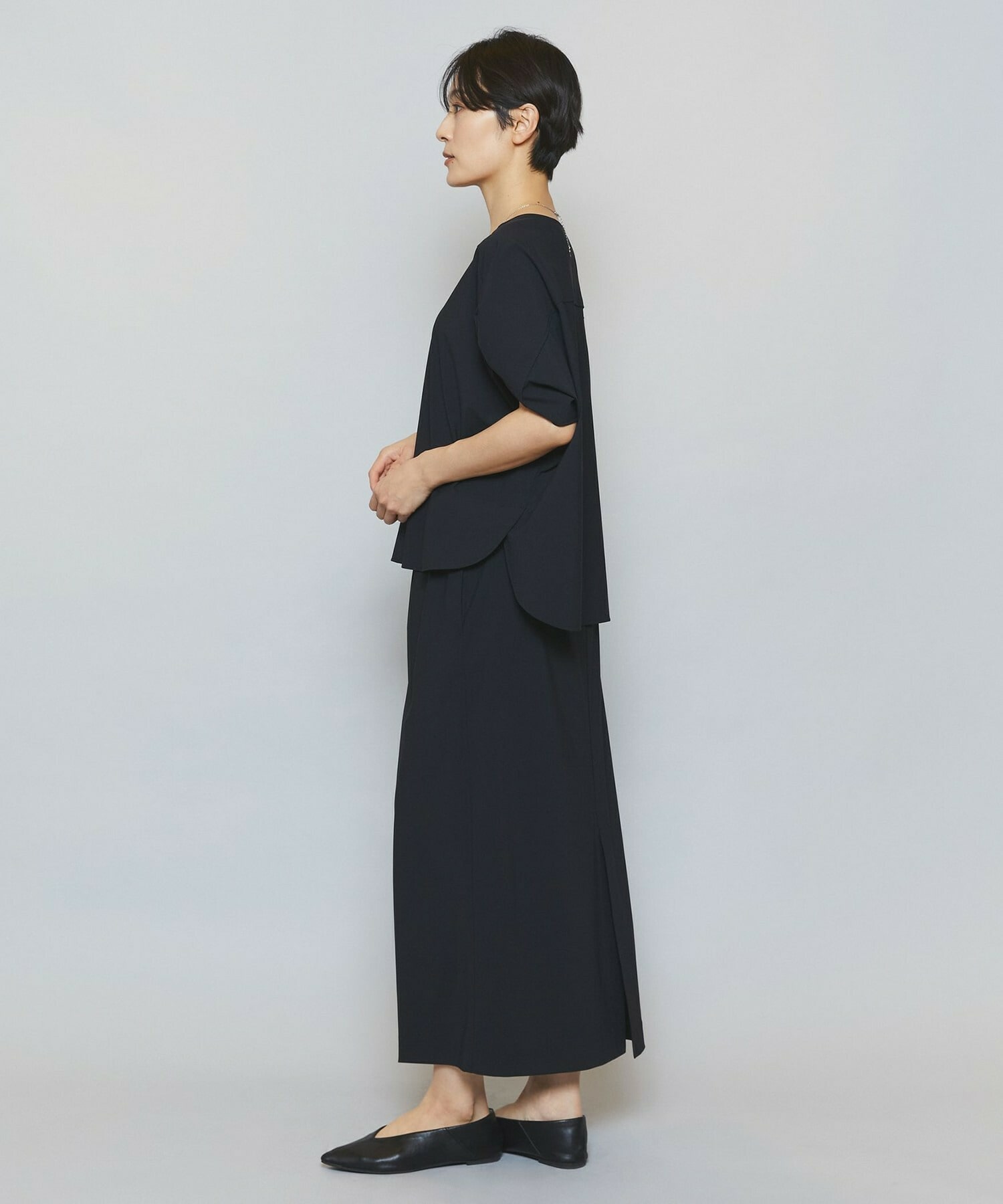 【MOGA】【Lサイズ】クールトリコットIラインタイトスカート 詳細画像 ブラック 6