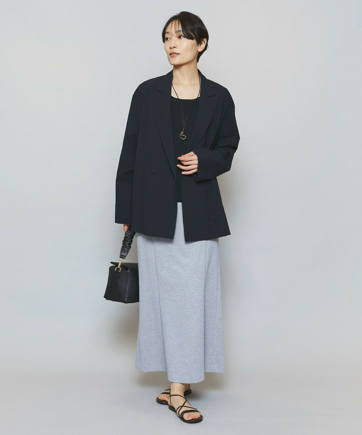 【MOGA】【Lサイズ】ハイゲージ天竺ロングスカート 詳細画像 トップグレー 12