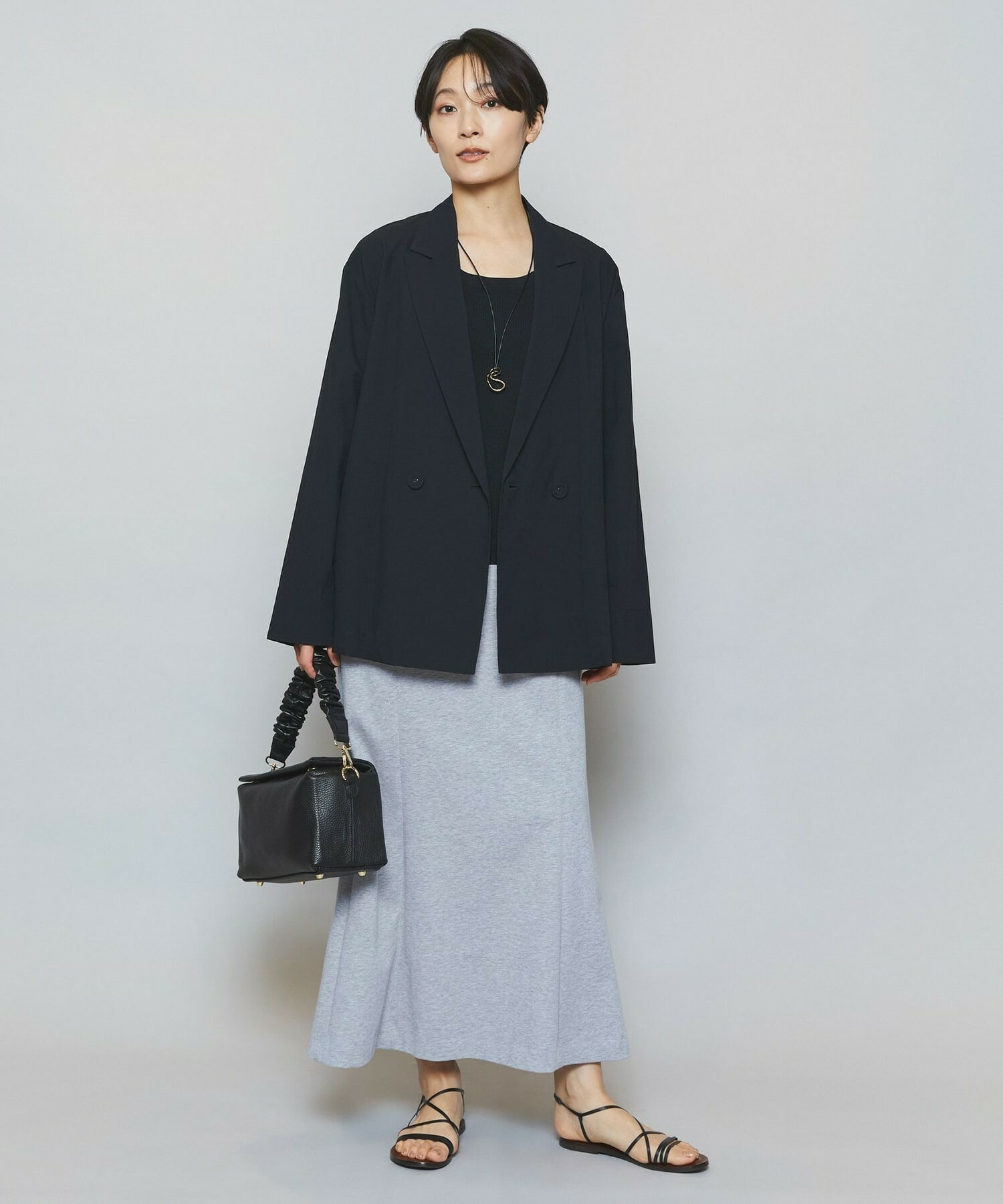 【MOGA】【Lサイズ】ハイゲージ天竺ロングスカート 詳細画像 トップグレー 13