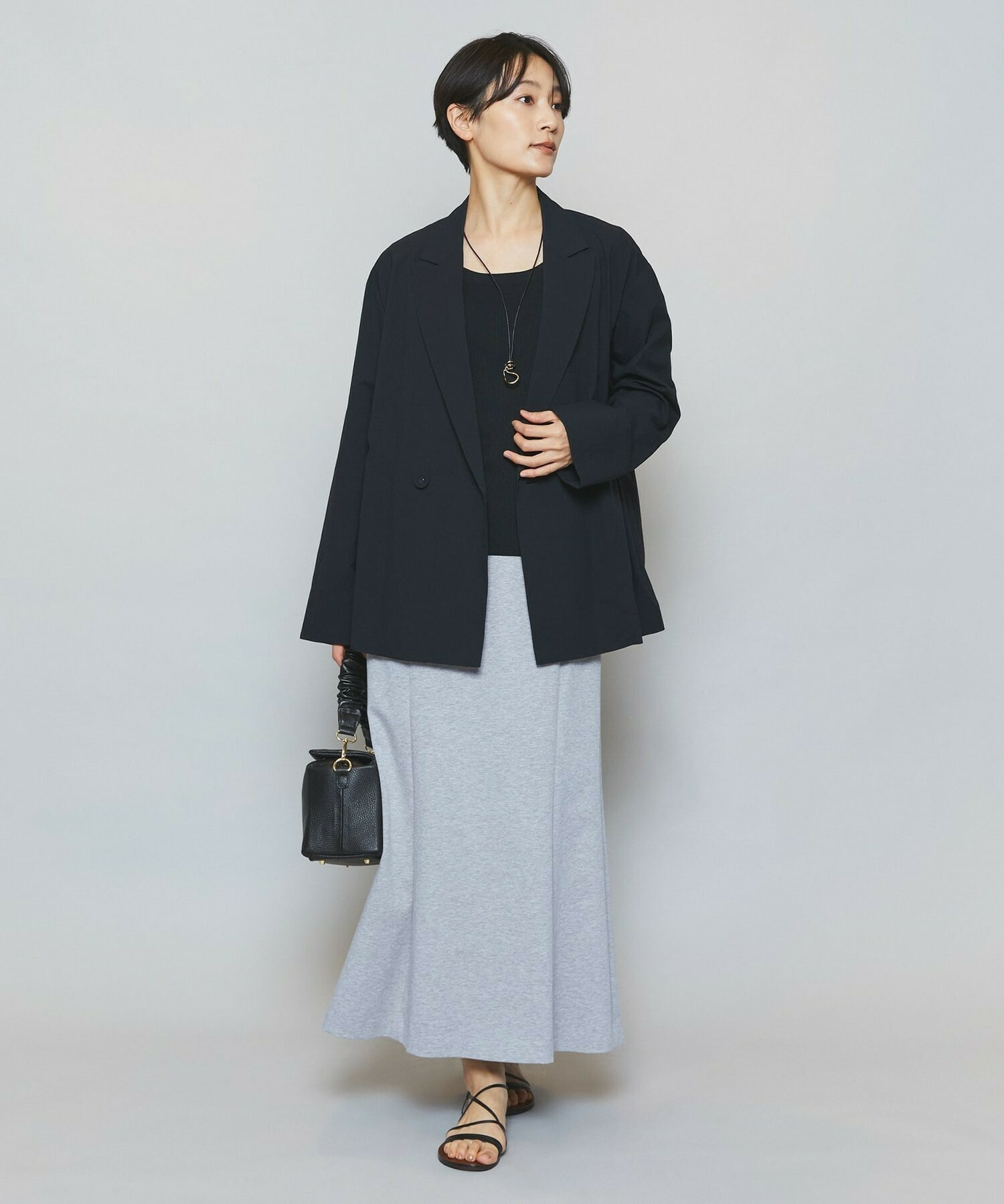 【MOGA】【Lサイズ】ハイゲージ天竺ロングスカート 詳細画像 トップグレー 14