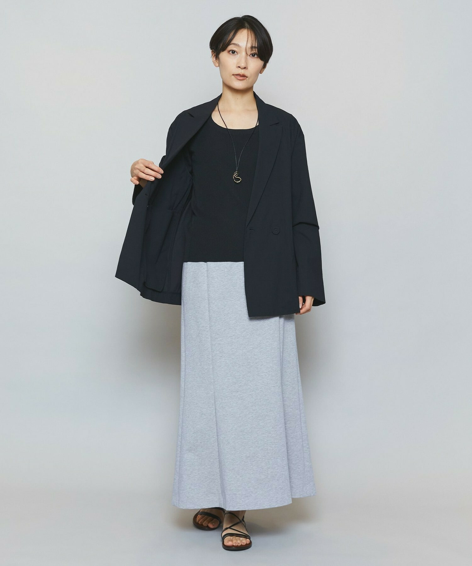 【MOGA】【Lサイズ】ハイゲージ天竺ロングスカート 詳細画像 トップグレー 15