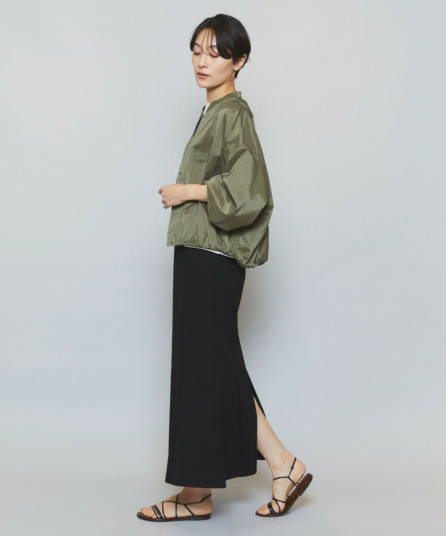 【MOGA】【Lサイズ】ハイゲージ天竺ロングスカート 詳細画像 トップグレー 3