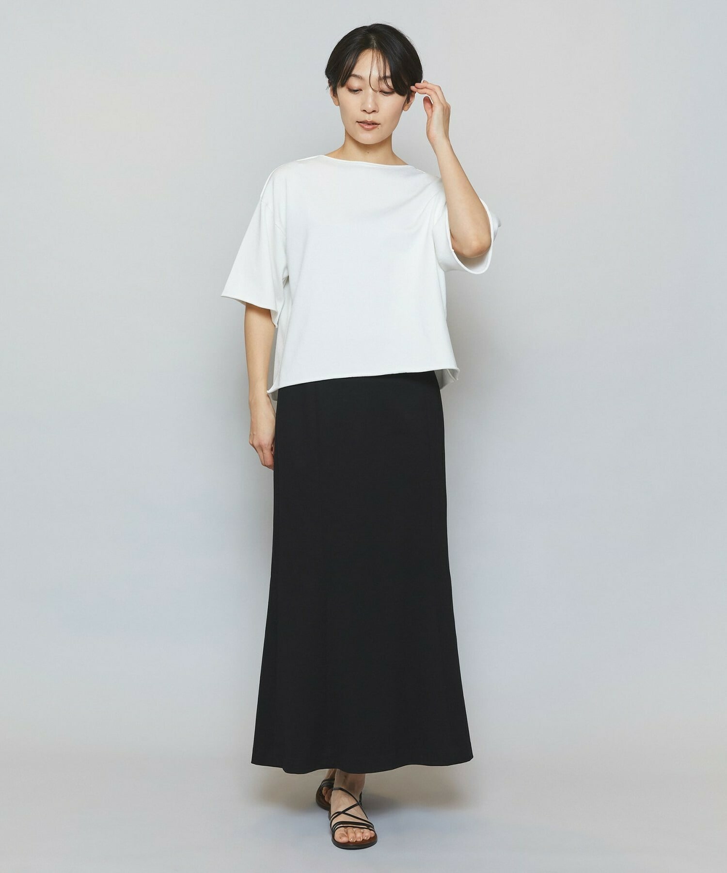 【MOGA】【Lサイズ】ハイゲージ天竺ロングスカート 詳細画像 トップグレー 9