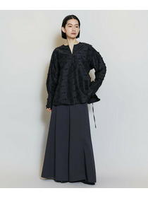 【MOGA】【Lサイズ】リボンテープジャガードブラウス 詳細画像 ホワイト 2