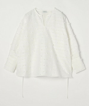 【MOGA】【Lサイズ】リボンテープジャガードブラウス 詳細画像 ホワイト 1