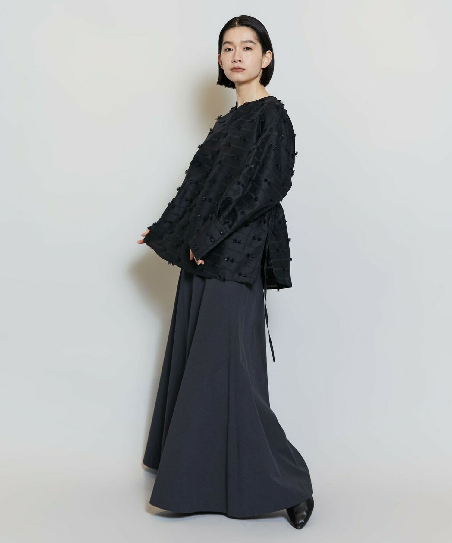 【MOGA】【Lサイズ】リボンテープジャガードブラウス 詳細画像 ホワイト 10