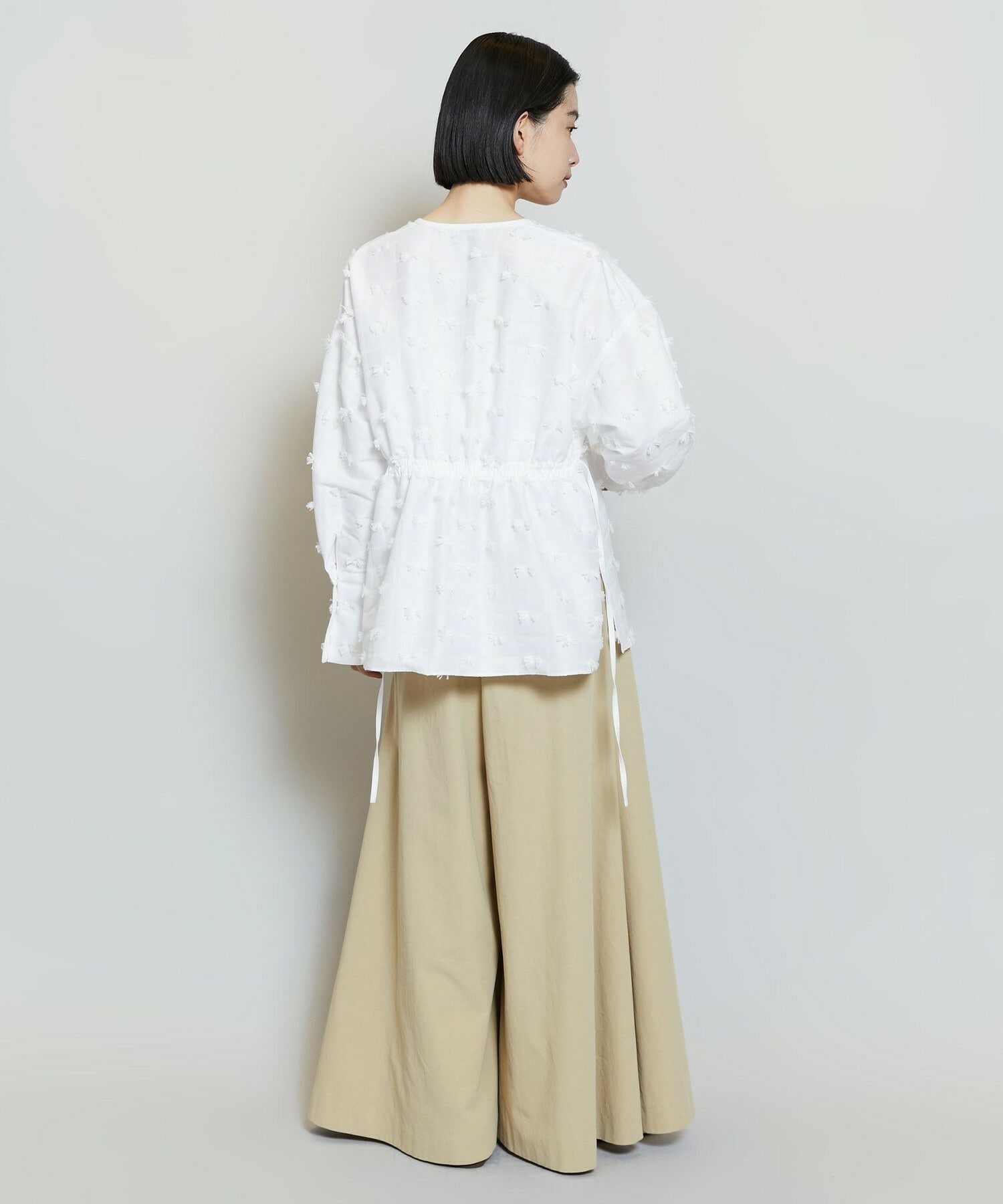 【MOGA】【Lサイズ】リボンテープジャガードブラウス 詳細画像 ホワイト 15