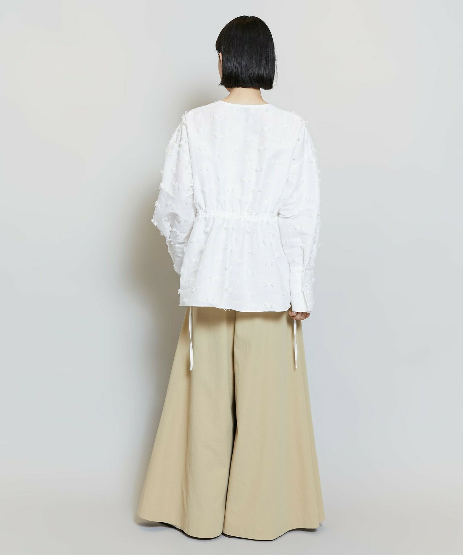 【MOGA】【Lサイズ】リボンテープジャガードブラウス 詳細画像 ホワイト 16