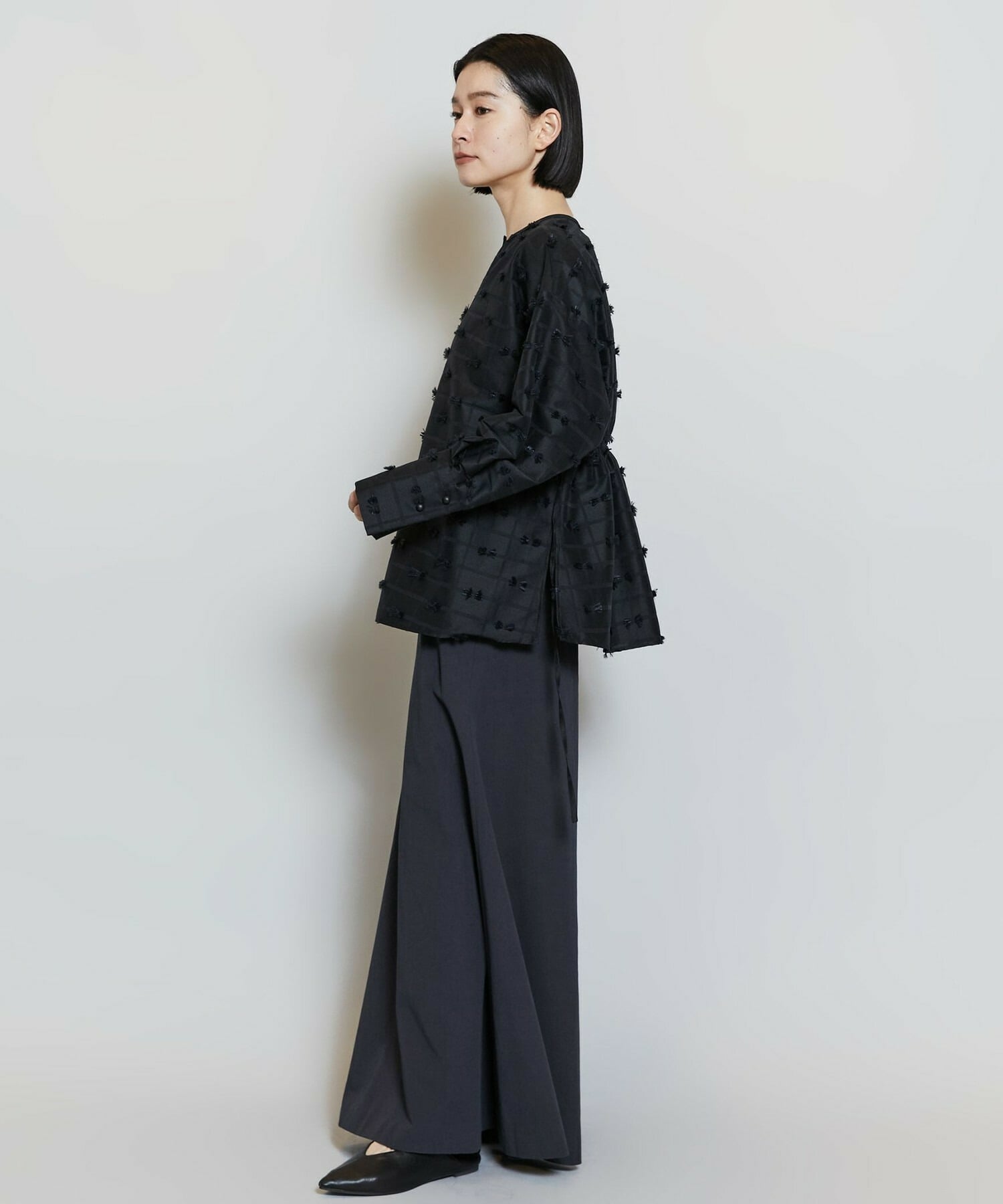 【MOGA】【Lサイズ】リボンテープジャガードブラウス 詳細画像 ホワイト 8