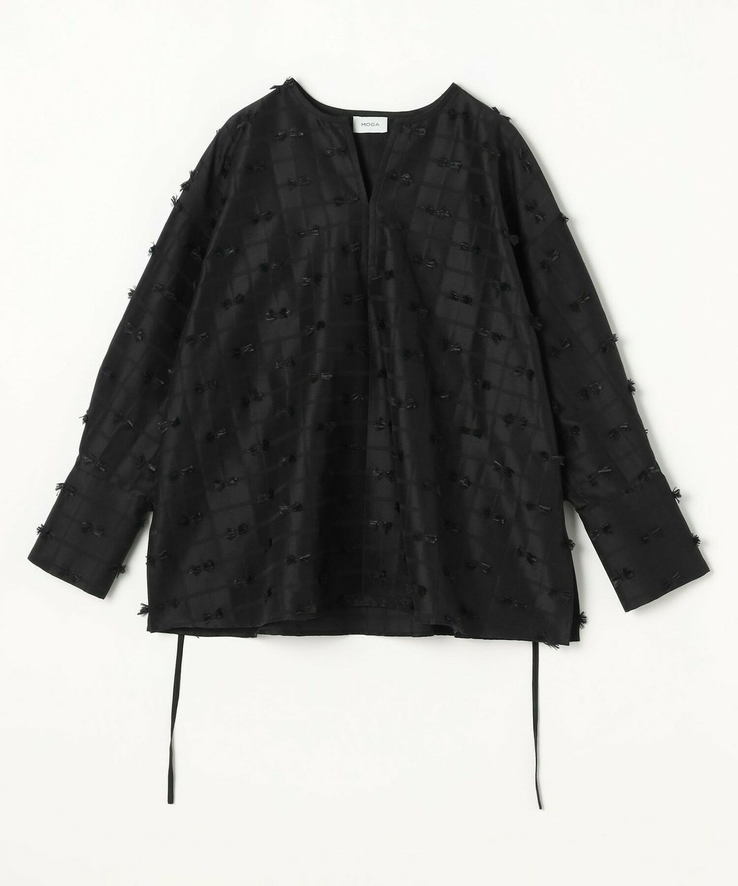 【MOGA】【Lサイズ】リボンテープジャガードブラウス 詳細画像 ブラック 1