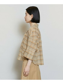 【MOGA】【Lサイズ】コットンシルクチェックシャツブラウス 詳細画像 ベージュ 22