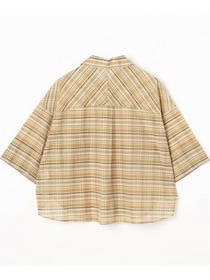 【MOGA】【Lサイズ】コットンシルクチェックシャツブラウス 詳細画像 ベージュ 25