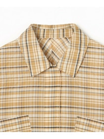 【MOGA】【Lサイズ】コットンシルクチェックシャツブラウス 詳細画像 ベージュ 26