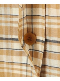 【MOGA】【Lサイズ】コットンシルクチェックシャツブラウス 詳細画像 ベージュ 30