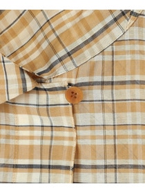 【MOGA】【Lサイズ】コットンシルクチェックシャツブラウス 詳細画像 ベージュ 31