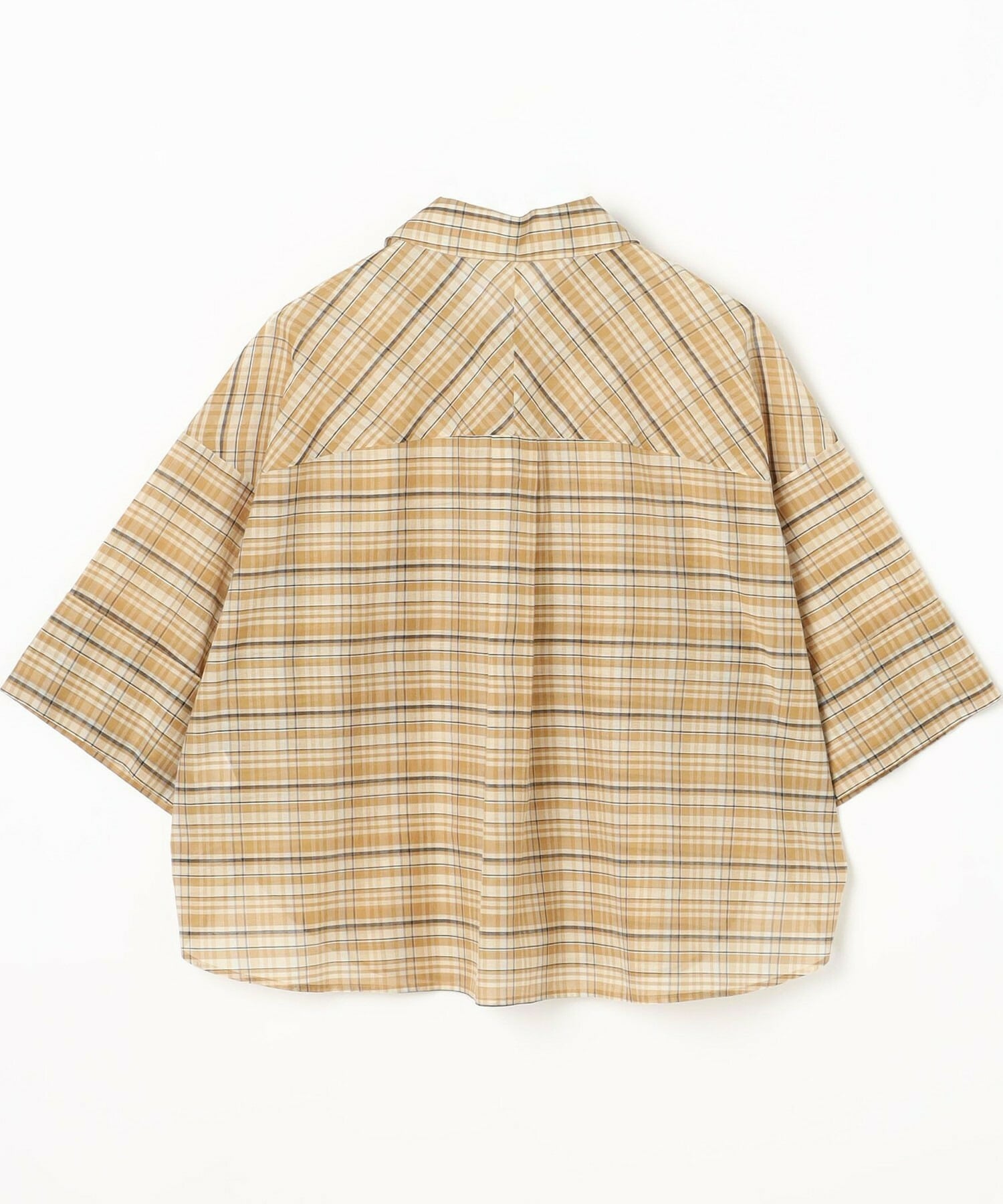 【MOGA】【Lサイズ】コットンシルクチェックシャツブラウス 詳細画像 ベージュ 25