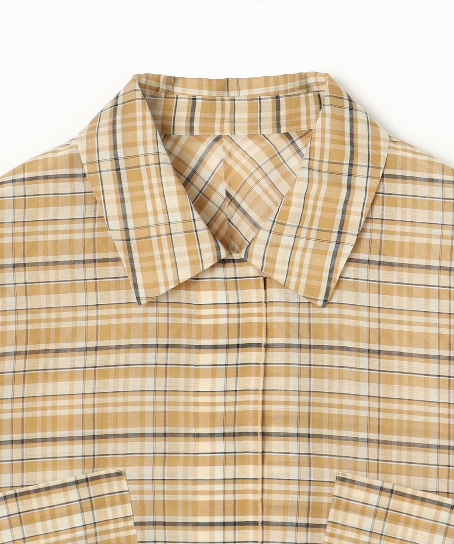 【MOGA】【Lサイズ】コットンシルクチェックシャツブラウス 詳細画像 ベージュ 26