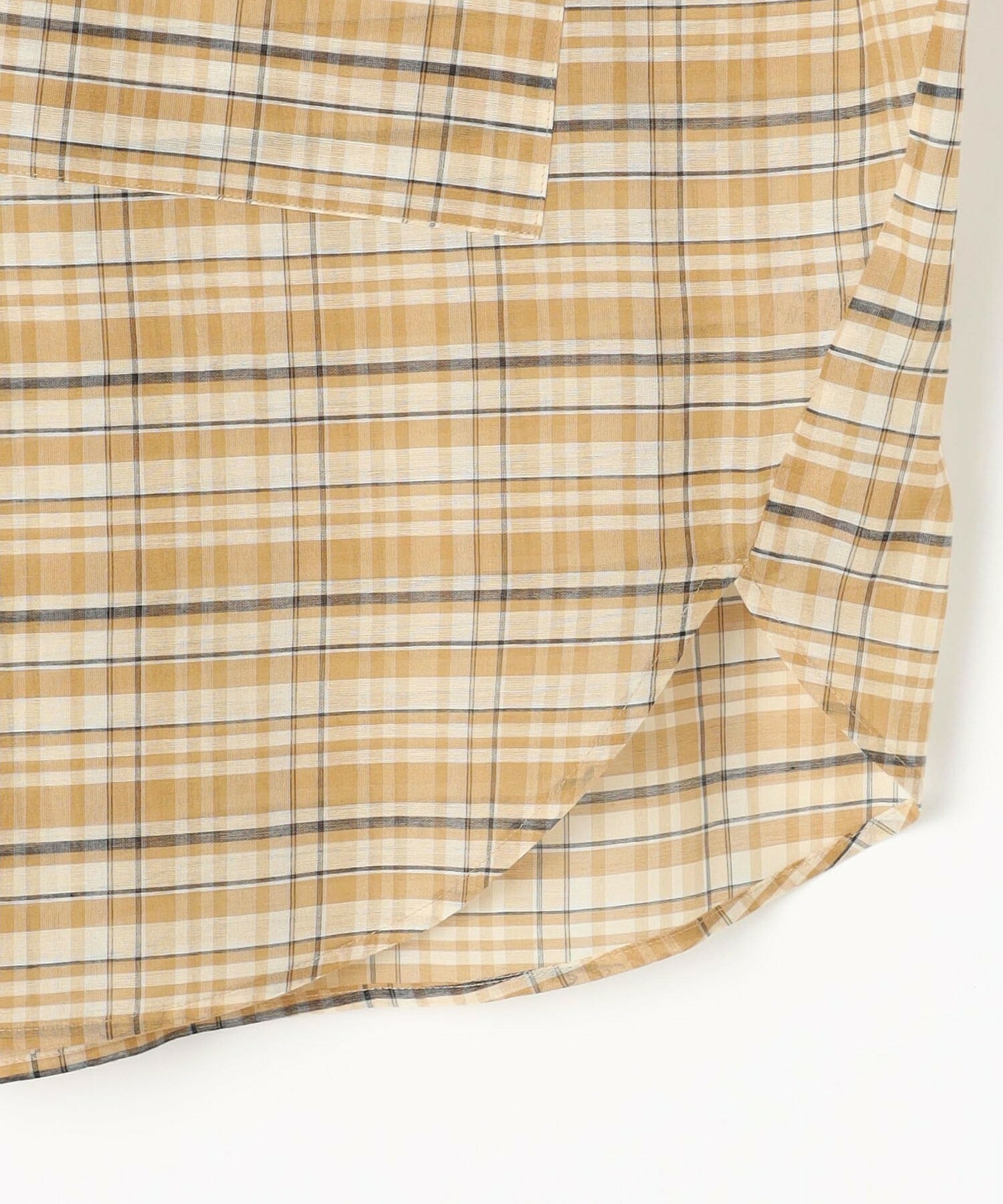 【MOGA】【Lサイズ】コットンシルクチェックシャツブラウス 詳細画像 ベージュ 29