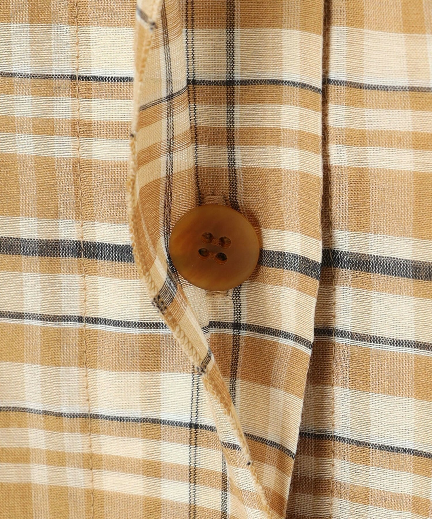 【MOGA】【Lサイズ】コットンシルクチェックシャツブラウス 詳細画像 ベージュ 30