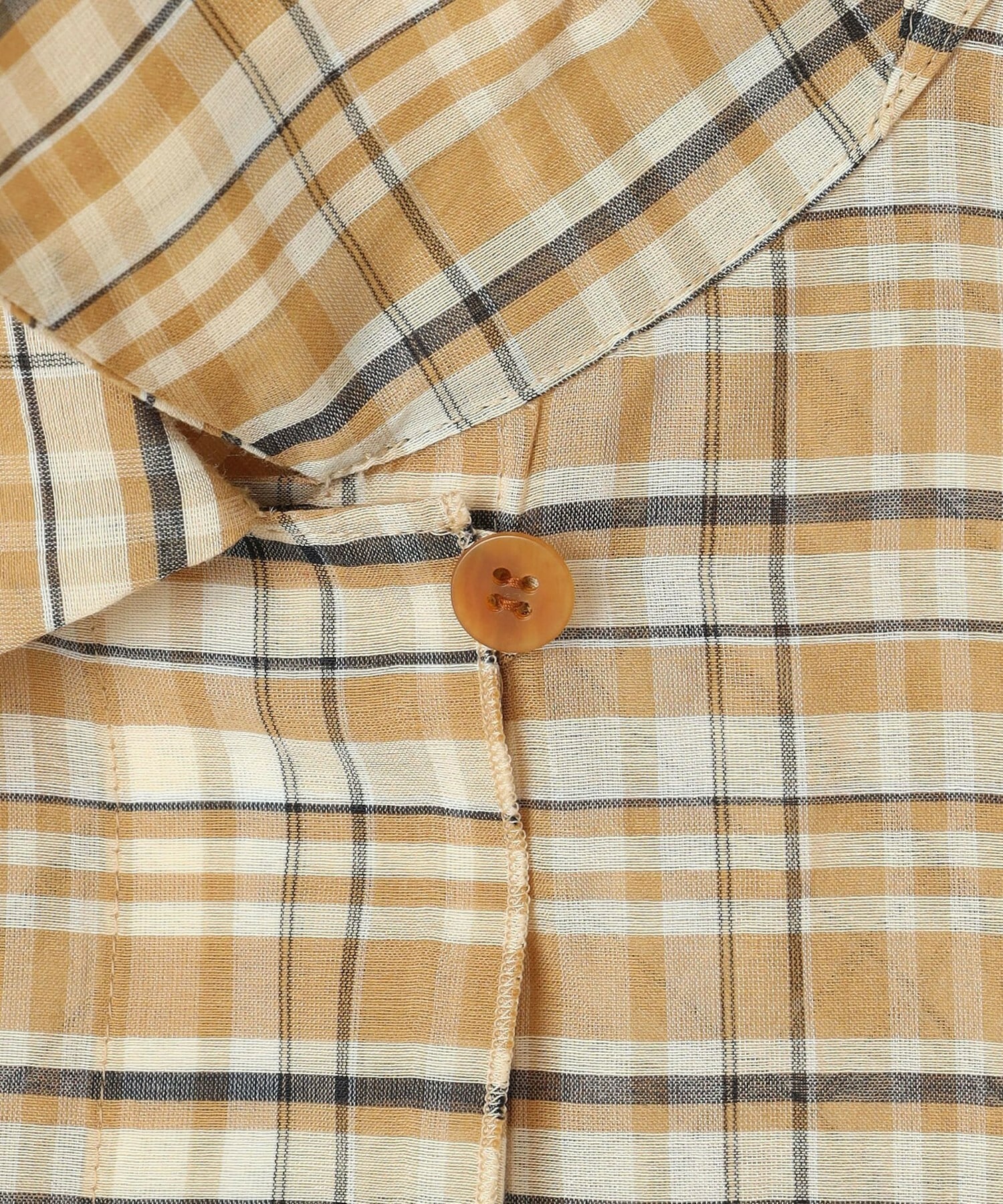 【MOGA】【Lサイズ】コットンシルクチェックシャツブラウス 詳細画像 ベージュ 31