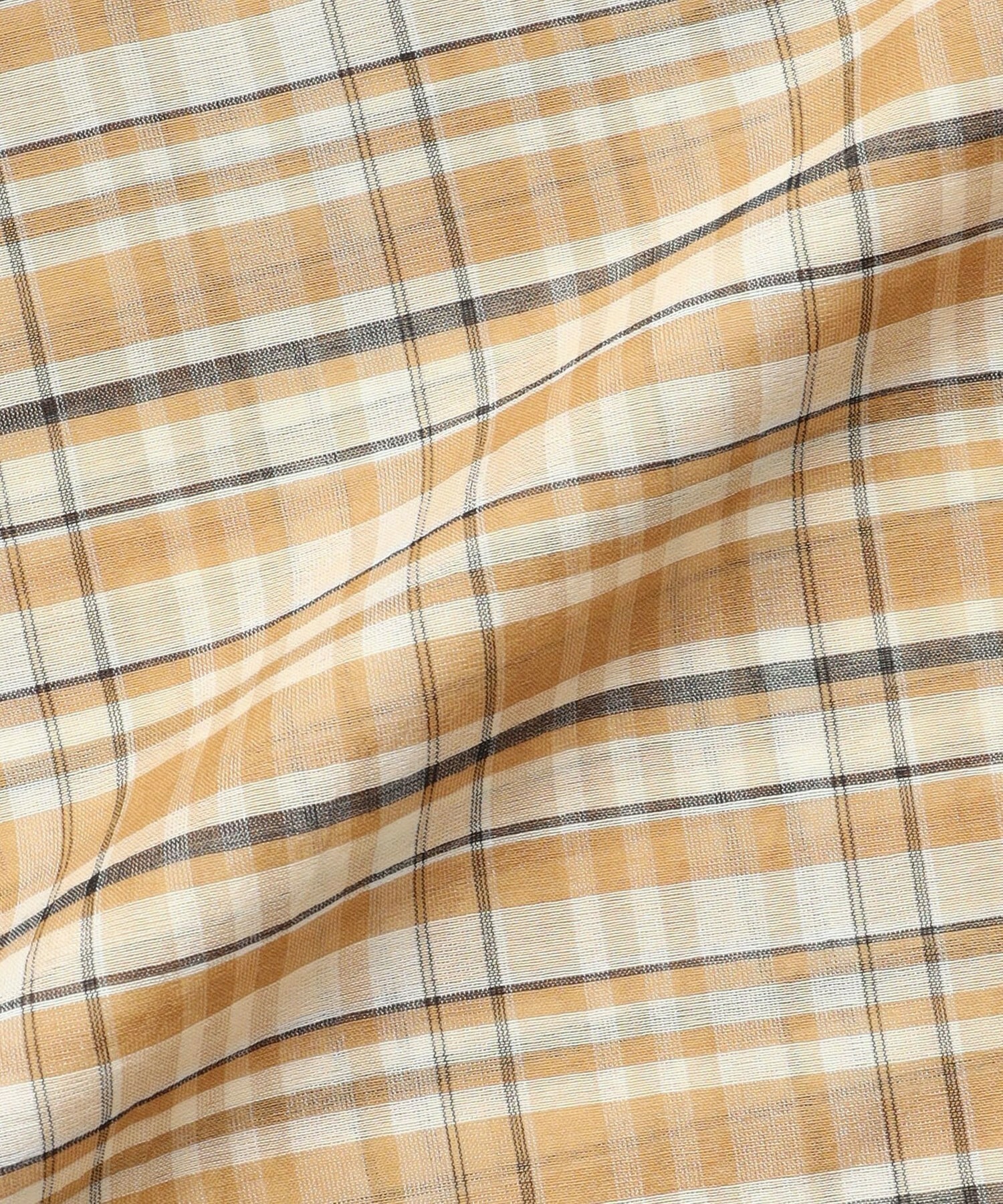 【MOGA】【Lサイズ】コットンシルクチェックシャツブラウス 詳細画像 ベージュ 32