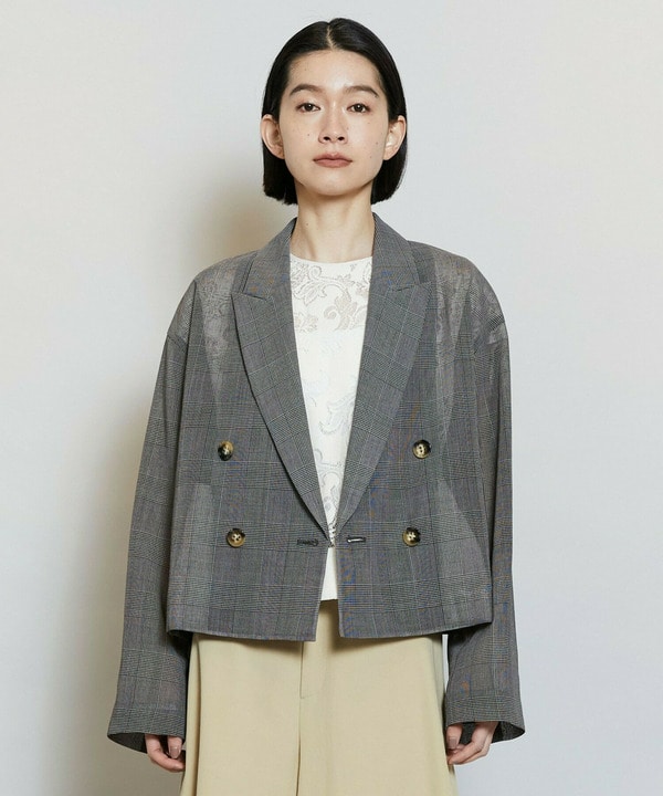 【Lサイズ】ハードボイルチェッククロップドジャケット 詳細画像 チェック 2