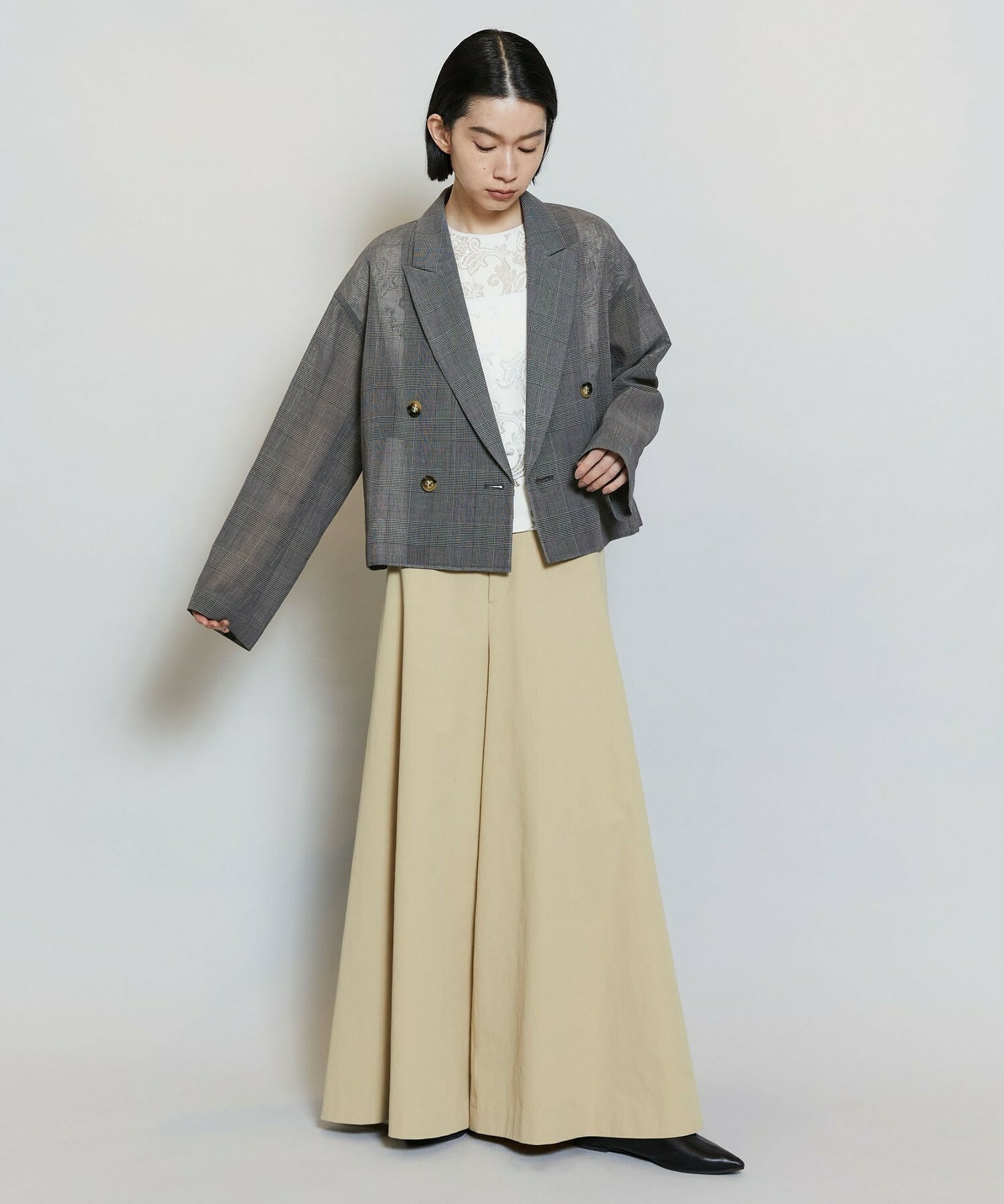 【MOGA】【Lサイズ】ハードボイルチェッククロップドジャケット 詳細画像 チェック 11