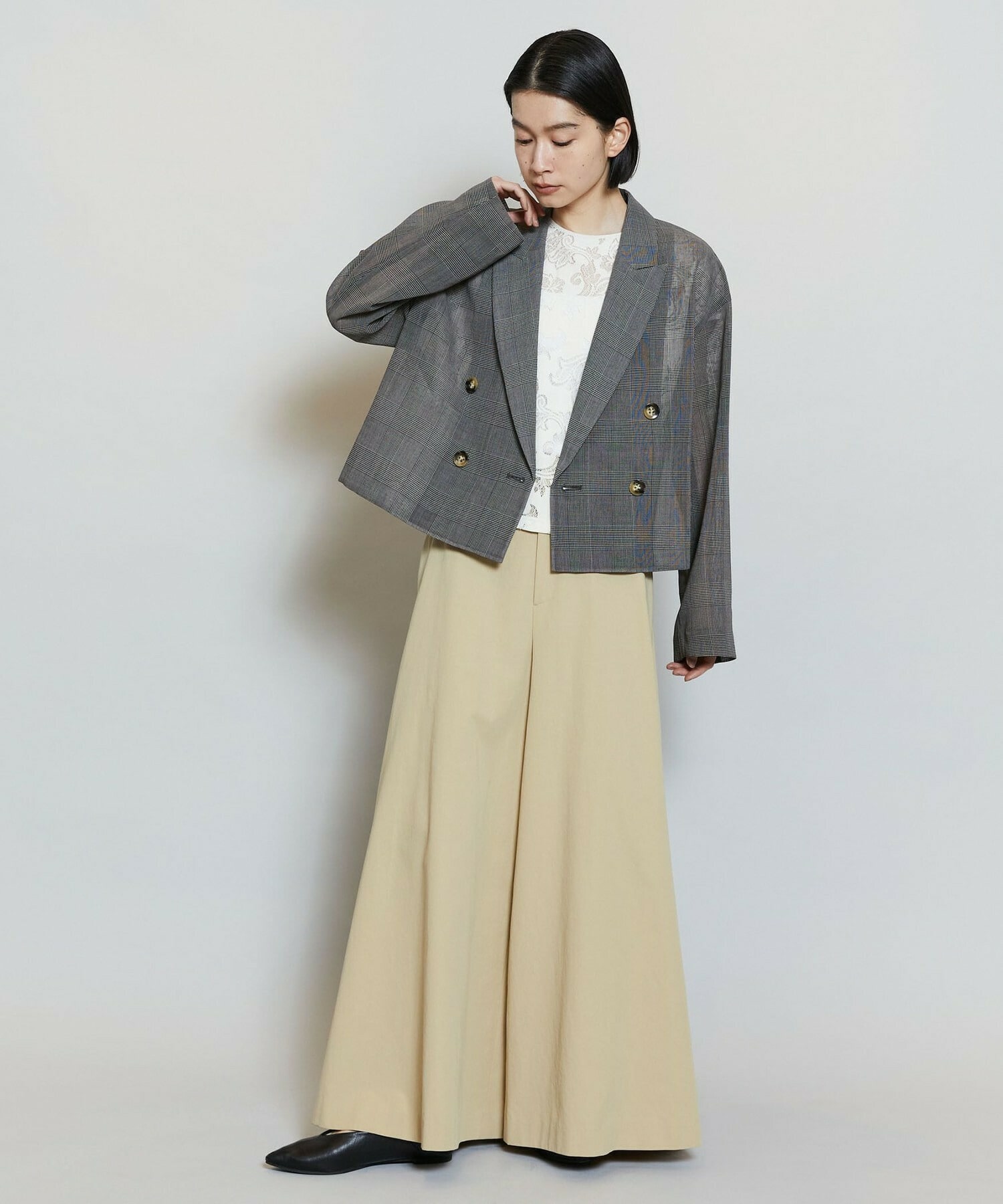 【MOGA】【Lサイズ】ハードボイルチェッククロップドジャケット 詳細画像 チェック 17