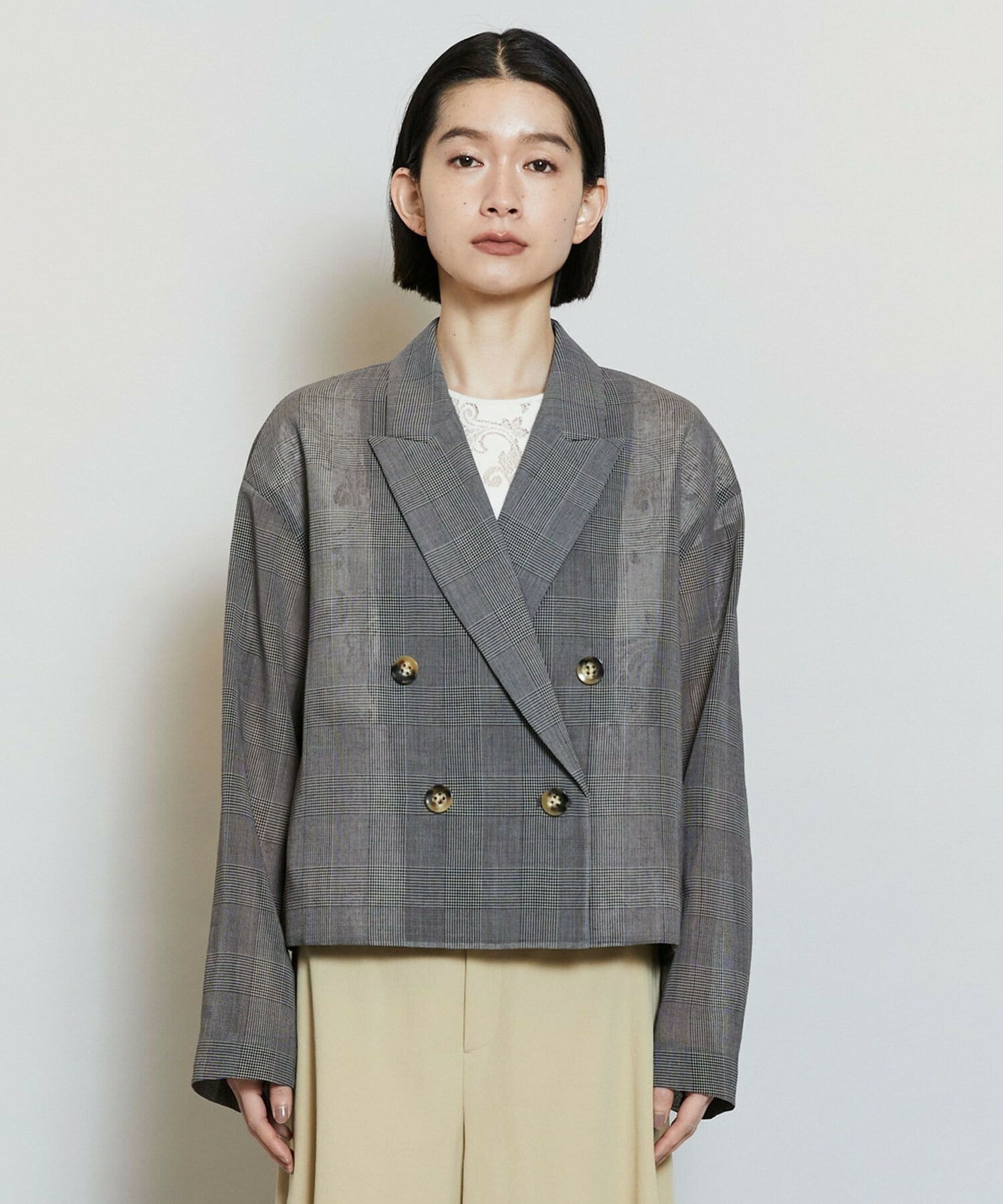 【MOGA】【Lサイズ】ハードボイルチェッククロップドジャケット 詳細画像 チェック 20