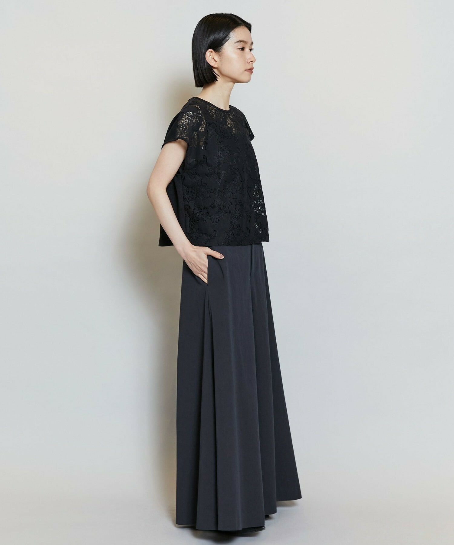 【MOGA】【Lサイズ】コンパクトツイルワイドフレアーパンツ 詳細画像 ダークネイビー 13