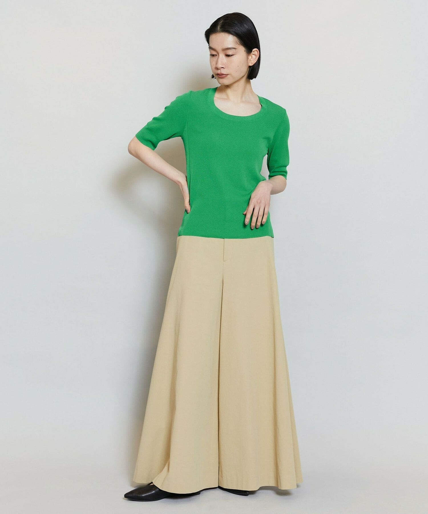 【MOGA】【Lサイズ】コンパクトツイルワイドフレアーパンツ 詳細画像 ダークネイビー 15