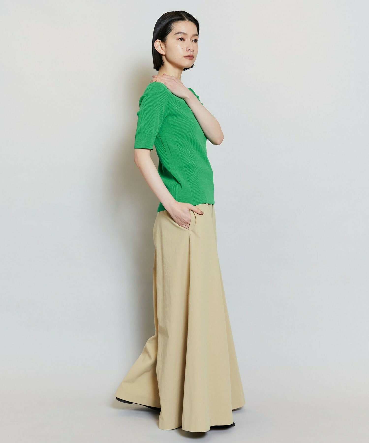 【MOGA】【Lサイズ】コンパクトツイルワイドフレアーパンツ 詳細画像 ダークネイビー 16