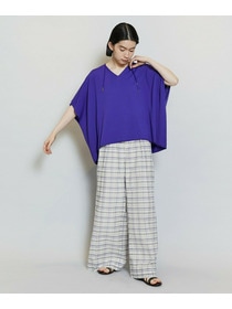 【MOGA】【Lサイズ】コットンシルクチェックセンタープレスワイドパンツ 詳細画像 ベージュ 17