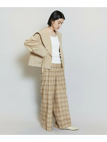 【MOGA】【Lサイズ】コットンシルクチェックセンタープレスワイドパンツ 詳細画像 ベージュ 21