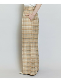 【MOGA】【Lサイズ】コットンシルクチェックセンタープレスワイドパンツ 詳細画像 ベージュ 25