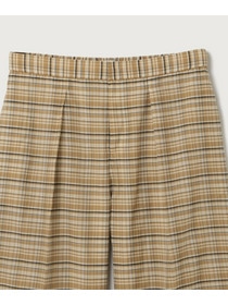 【MOGA】【Lサイズ】コットンシルクチェックセンタープレスワイドパンツ 詳細画像 ベージュ 29