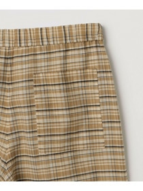 【MOGA】【Lサイズ】コットンシルクチェックセンタープレスワイドパンツ 詳細画像 ベージュ 31