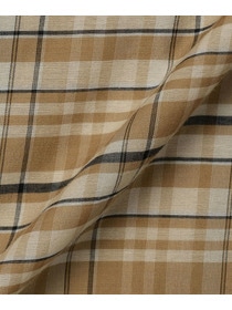 【MOGA】【Lサイズ】コットンシルクチェックセンタープレスワイドパンツ 詳細画像 ベージュ 33