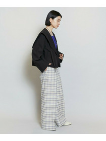 【MOGA】【Lサイズ】コットンシルクチェックセンタープレスワイドパンツ 詳細画像 ベージュ 8